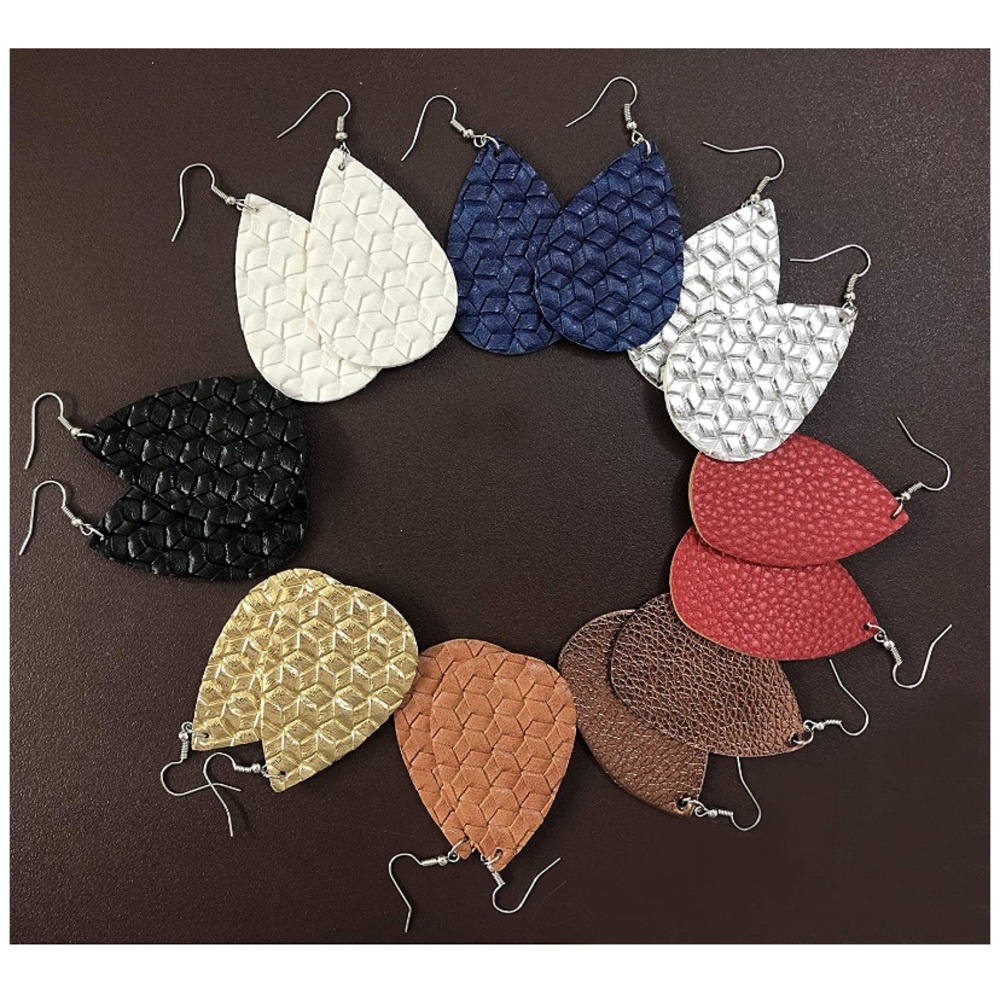 🛍️3/10$ Leather Teardrop Earrings - Picture 2 of 4